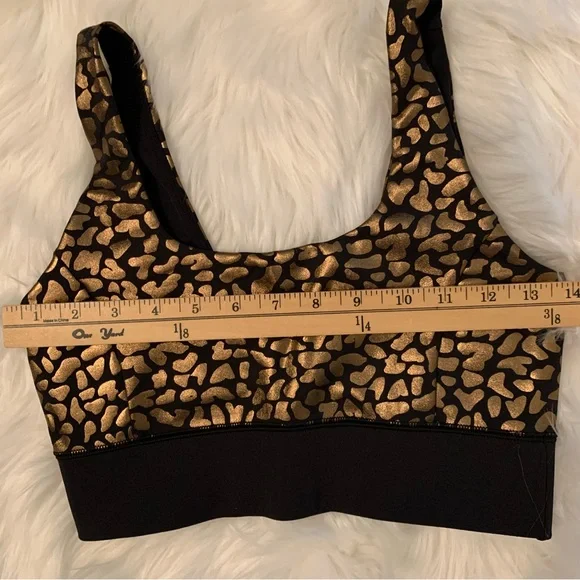 IVL Collective Gold Black Metallic Cheetah Chi Chi Foil Sportbra Sz 8 Activewear - Picture 5 of 9